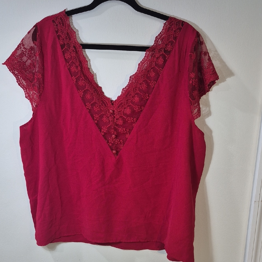 Womens Plus 3X Blouse in Deep Red